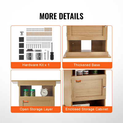 Βάση ενυδρείου VEVOR, Βάση δεξαμενής ψαριών 20 γαλονιών, 25,2 x 15,7 x 28,3 σε MDF βάση δεξαμενής χελώνας, χωρητικότητα φόρτωσης 167,6 λίβρες, βάση ερπετών με χώρο αποθήκευσης, ντουλάπι και κιτ υλικού, χρώμα Basswood