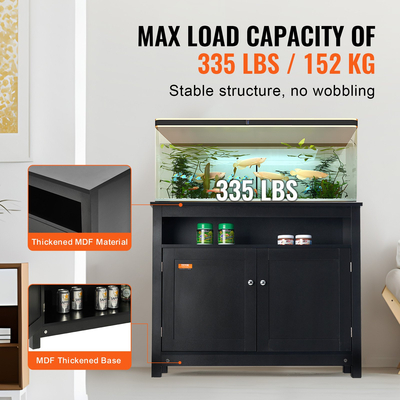 Βάση ενυδρείου VEVOR, Βάση δεξαμενής ψαριών 40 γαλονιών, 36,5 x 15,7 x 30 σε MDF βάση δεξαμενής χελώνας, χωρητικότητα φόρτωσης 335 lbs, βάση δεξαμενής ερπετών με αποθήκευση, ντουλάπι και κιτ υλικού, Μαύρο