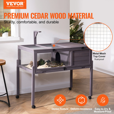 VEVOR Wooden Tortoise House Rolling Tortoise Habitat Indoor &amp; Outdoor for Snakes