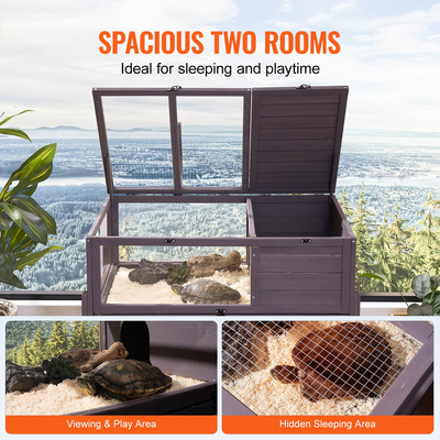 VEVOR Wooden Tortoise House Rolling Tortoise Habitat Indoor &amp; Outdoor for Snakes