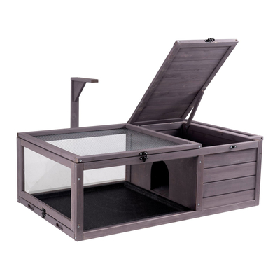 VEVOR Tortoise Habitat Wooden Tortoise House Indoor &amp; Outdoor 2 Δωματίων 38x24x13in