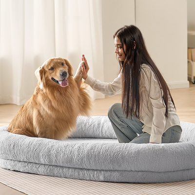 VEVOR Human Dog Bed 72x48x10 in Large Human Size Skill Beuable Faux Rabbit Fur