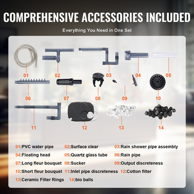 Φίλτρο δοχείου ενυδρείου VEVOR 75 Gallon 11w Λάμπα UV Fish Tank Quiet