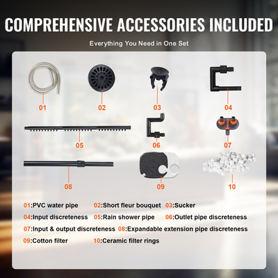 Φίλτρο δοχείου ενυδρείου VEVOR 30 Gallon 8w Λάμπα UV Fish Tank Quiet