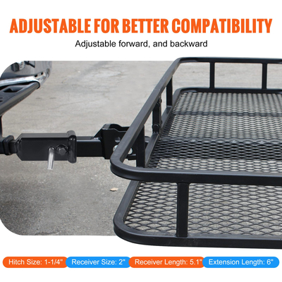 VEVOR Trailer Hitch Extender, 1-1/4&quot; έως 2&quot; Receiver Hitch Adapter, Trailer Hitch Extension Tube Extender, 6&quot; μήκος επέκτασης, 4000 lbs ικανότητα ρυμούλκησης, καρφίτσες, κλιπ, μπουλόνι και παξιμάδι που περιλαμβάνονται, μαύρο