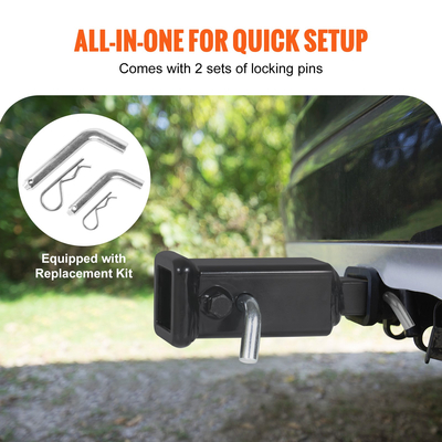 VEVOR Trailer Hitch Extender, 1-1/4&quot; έως 2&quot; Receiver Hitch Adapter, Trailer Hitch Extension Tube Extender, 6&quot; μήκος επέκτασης, 4000 lbs ικανότητα ρυμούλκησης, καρφίτσες, κλιπ, μπουλόνι και παξιμάδι που περιλαμβάνονται, μαύρο