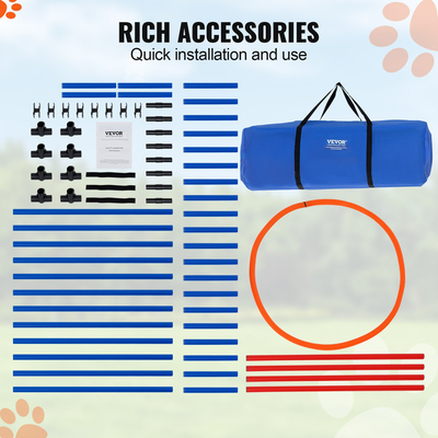 VEVOR Dog Agility Training Equipment 4 PCS Set Hurdles and Jump Ring Obstacle