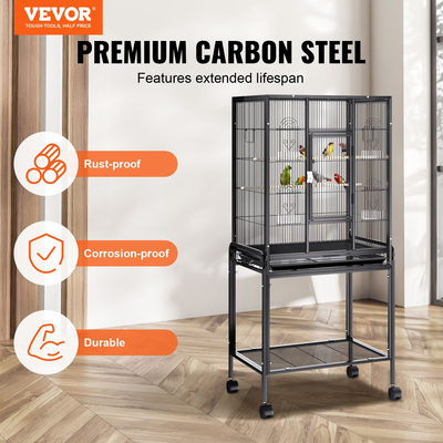VEVOR 54 ιντσών Standing Large Bird Cage Carbon Steel Flight Bird Cage Rolling