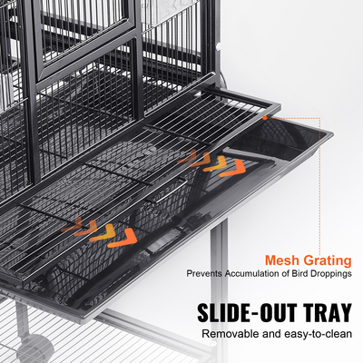 VEVOR 54 ιντσών Standing Large Bird Cage Carbon Steel Flight Bird Cage Rolling