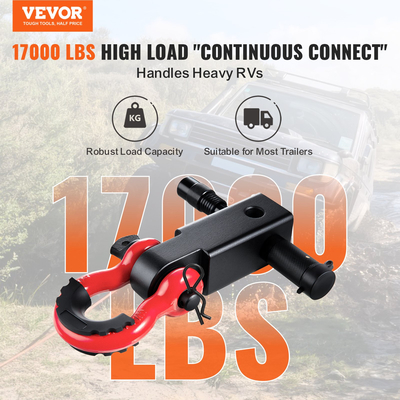 VEVOR 2&quot; Trailer Shackle Hitch Receiver D-Ring Recovery for Truck Jeep 66000 lbs