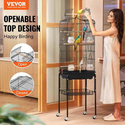 VEVOR Large Bird Cage 62 σε Rolling Metal Parakeet Cage for Cockatiels Parrot
