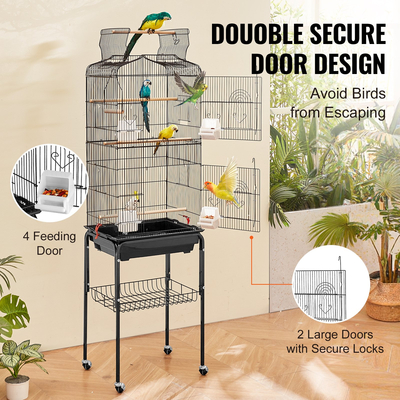VEVOR Large Bird Cage 62 σε Rolling Metal Parakeet Cage for Cockatiels Parrot