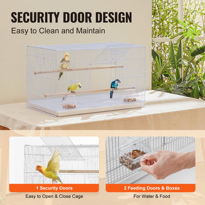 VEVOR Bird Flight Cage 18 σε Small Metal Parakeet Cage for Cockatiels White