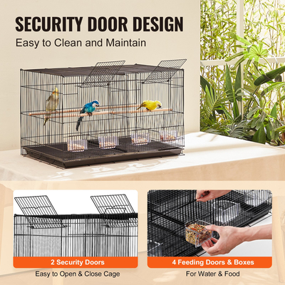 VEVOR Bird Flight Cage with Divider 18 σε Small Metal Parakeet Cage Black