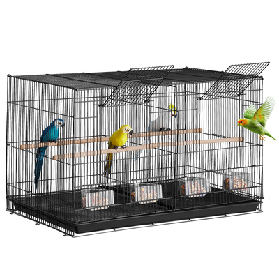 VEVOR Bird Flight Cage with Divider 18 σε Small Metal Parakeet Cage Black
