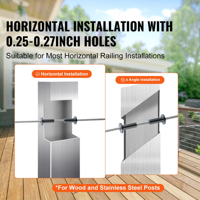 Προστατευτικά μανίκια από ανοξείδωτο χάλυβα VEVOR 101 Pack T316 για κιγκλίδωμα καλωδίου από συρματόσχοινο 3,2 mm, DIY Balustrade T316 Marine, Συνοδεύεται από δωρεάν τρυπάνι, μαύρο