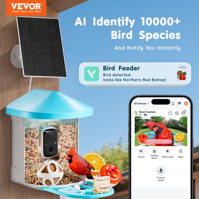 Έξυπνος τροφοδότης πουλιών VEVOR με κάμερα 2K HD AI Identify Bird Species Auto Capture