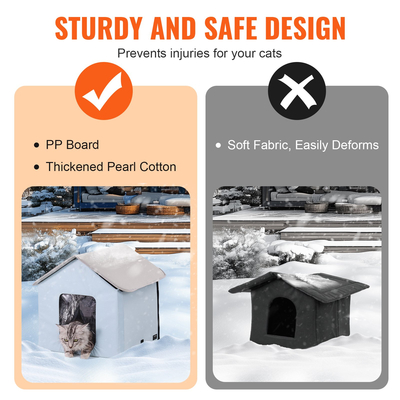 VEVOR Θερμαινόμενο Σπίτι Γάτας Πτυσσόμενο Καταφύγιο Γάτας με Θερμαινόμενο Μαξιλάρι Μπλε Μικρό