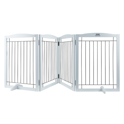 VEVOR Free Standing Dog Gate 32x96,5 ιντσών Ανεξάρτητη Πύλη Pet Πτυσσόμενη Λευκή