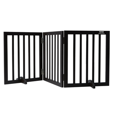 VEVOR Free Standing Dog Gate 24x60 ιντσών Ανεξάρτητη πύλη Pet Πτυσσόμενη καφέ