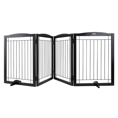 VEVOR Free Standing Dog Gate 32x96,5 ιντσών Ανεξάρτητη πύλη για κατοικίδια πτυσσόμενη καφέ