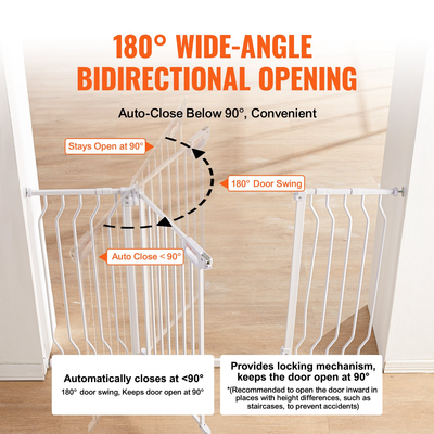 VEVOR Baby Gate, 29,5&quot;-53&quot; Extra Wide, 30&quot; High, Dog Gate για σκάλες, πόρτες και σπίτι, Easy Step Walk Thru Auto Close Child Gate Πύλη ασφαλείας για κατοικίδια με κιτ τοποθέτησης πίεσης και κιτ τοποθέτησης στον τοίχο, λευκό