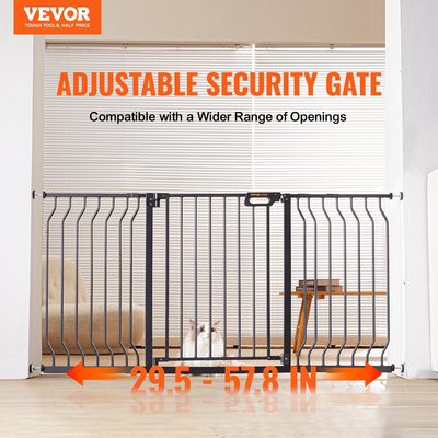VEVOR Baby Gate, 29,5&quot;-57,8&quot; Extra Wide, 30&quot; High, Dog Gate για τις πόρτες και το σπίτι σκάλες, Easy Step Walk Thru Auto Close Child Gate Πόρτα ασφαλείας για κατοικίδια με κιτ τοποθέτησης πίεσης και κιτ τοποθέτησης στον τοίχο, μαύρο