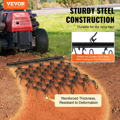 VEVOR Drag Harrow, βαρέως τύπου σβάρνα αλυσίδας 4&#039;x4&#039; με 69 δόντια, προσαρτήματα τρακτέρ ATV UTV Field Drag Mat για προετοιμασία χλοοτάπητα, σπορά γκαζόν, ισοπέδωση τοπίου, σβάρνα σβάρνα για αυλή χαλίκι Driveway
