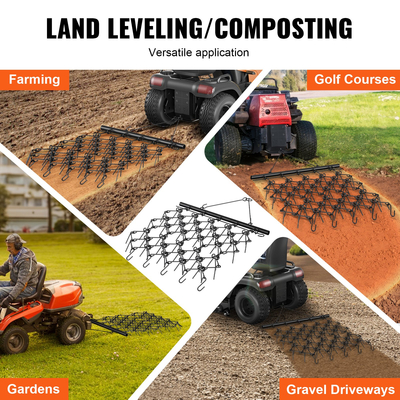 VEVOR Drag Harrow, βαρέως τύπου σβάρνα αλυσίδας 4&#039;x4&#039; με 69 δόντια, προσαρτήματα τρακτέρ ATV UTV Field Drag Mat για προετοιμασία χλοοτάπητα, σπορά γκαζόν, ισοπέδωση τοπίου, σβάρνα σβάρνα για αυλή χαλίκι Driveway