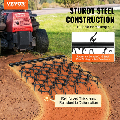 VEVOR Drag Harrow, 4&#039;x5,6&#039; βαρέως τύπου σβάρνα αλυσίδας με 69 δόντια, προσαρτήματα τρακτέρ ATV UTV Field Drag Mat για προετοιμασία χλοοτάπητα, σπορά γκαζόν, ισοπέδωση τοπίου, σβάρνα για αυλή με σβάρνα για Gravel Driveway Yard