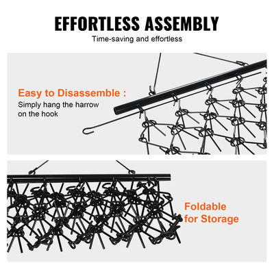 VEVOR Drag Harrow, 4&#039;x5,6&#039; βαρέως τύπου σβάρνα αλυσίδας με 69 δόντια, προσαρτήματα τρακτέρ ATV UTV Field Drag Mat για προετοιμασία χλοοτάπητα, σπορά γκαζόν, ισοπέδωση τοπίου, σβάρνα για αυλή με σβάρνα για Gravel Driveway Yard