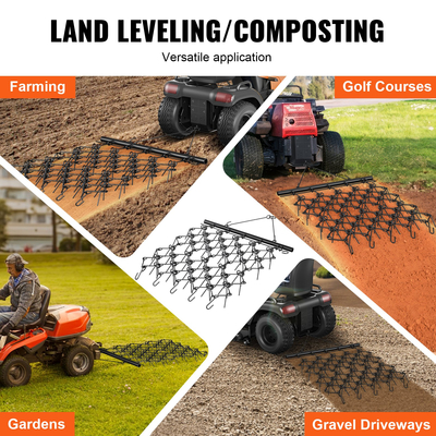 VEVOR Drag Harrow, 4&#039;x5,6&#039; βαρέως τύπου σβάρνα αλυσίδας με 69 δόντια, προσαρτήματα τρακτέρ ATV UTV Field Drag Mat για προετοιμασία χλοοτάπητα, σπορά γκαζόν, ισοπέδωση τοπίου, σβάρνα για αυλή με σβάρνα για Gravel Driveway Yard