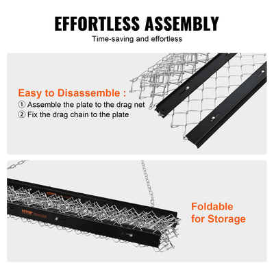 VEVOR Drag Harrow, 4&#039; x 5&#039; ATV Chain Harrow, Q235 Steel UTV Tractor Attachments Field Drag Mat για οριζόντια ισοπέδωση ή προετοιμασία χλοοτάπητα, ρυμουλκούμενος βαθμολογητής σβάρνας για Gravel Driveway, Farm, Field