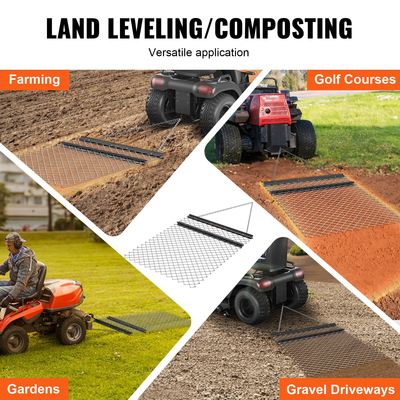VEVOR Drag Harrow, 4&#039; x 5&#039; ATV Chain Harrow, Q235 Steel UTV Tractor Attachments Field Drag Mat για οριζόντια ισοπέδωση ή προετοιμασία χλοοτάπητα, ρυμουλκούμενος βαθμολογητής σβάρνας για Gravel Driveway, Farm, Field