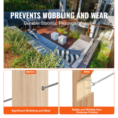 VEVOR T316 από ανοξείδωτο ατσάλι με ρυθμιζόμενη γωνία 3,2 χιλιοστών κιτ κιγκλίδωμα καλωδίου/υλικό για ξύλινο στύλο, θαλάσσια κατηγορία για σχοινί σύρματος 3,2 mm, γωνία 0-180 μοιρών &amp; εύκολη εγκατάσταση, ασημί (20 πακέτο)