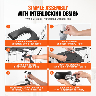 Αναπηρική καρέκλα ντους VEVOR 17,5 ιντσών Αλουμινένιο αμαξίδιο μπάνιου για ενήλικες με ειδικές ανάγκες