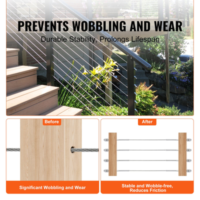 VEVOR 51 Pack Κιγκλίδωμα καλωδίου με σπείρωμα Τερματικό άκρο προσαρμογής για κιγκλίδωμα καλωδίου καταστρώματος 3,2 mm, ανοξείδωτο χάλυβα T316, Τεντωτήρας κιγκλιδώματος καλωδίου 3,2 mm για ξύλο/μεταλλικό στύλο, ασήμι