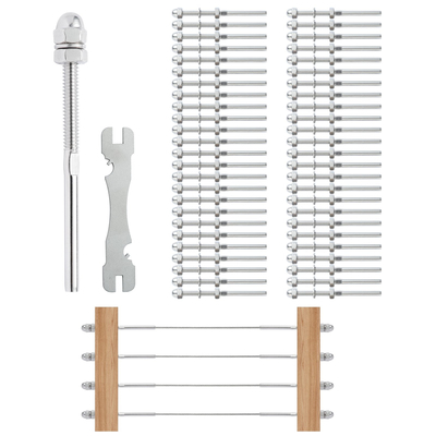 VEVOR 51 Pack Κιγκλίδωμα καλωδίου με σπείρωμα Τερματικό άκρο προσαρμογής για κιγκλίδωμα καλωδίου καταστρώματος 3,2 mm, ανοξείδωτο χάλυβα T316, Τεντωτήρας κιγκλιδώματος καλωδίου 3,2 mm για ξύλο/μεταλλικό στύλο, ασήμι