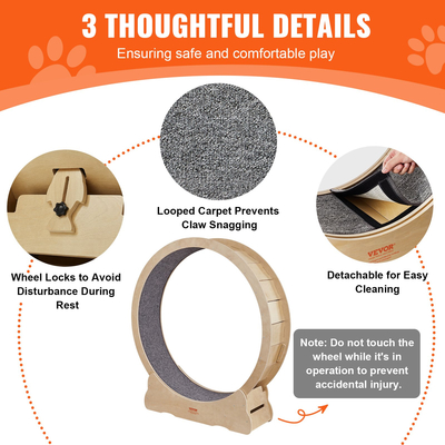 Τροχός γυμναστικής γάτας VEVOR, Τροχός διάδρομου μεγάλου κυβισμού γάτας για γάτες εσωτερικού χώρου, 52 ιντσών Τροχός για τρέξιμο για γάτες με αποσπώμενο χαλί και πείραμα γάτας για τρέξιμο/περπάτημα/προπόνηση, κατάλληλος για τις περισσότερες γάτες