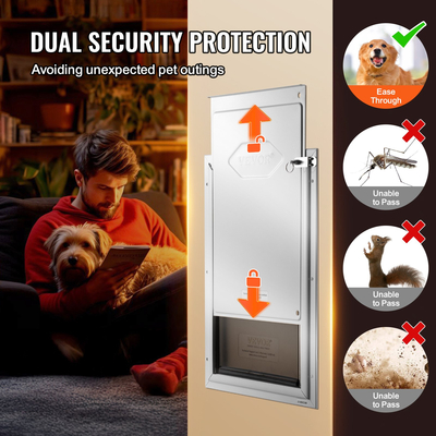 VEVOR Pet Door for Door with Lock and Magnetic Flap System Πλαίσιο αλουμινίου M