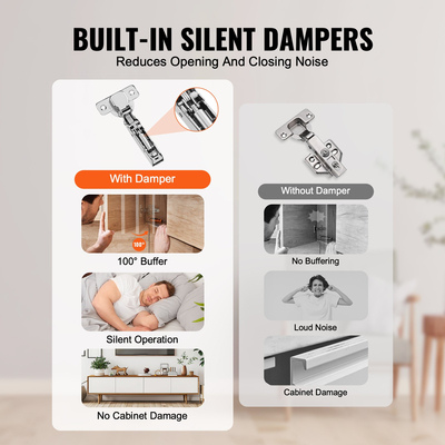 VEVOR μεντεσέδες πόρτας ντουλαπιού 50 συσκευασιών Πλήρης επικάλυψη Μαλακό κλείσιμο για τύπο χωρίς πλαίσιο