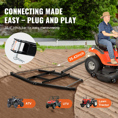 VEVOR Driveway Drag, 67,7&quot; Width Tow Behind Drag Harrow, Q235 Steel Driveway Grader με ρυθμιζόμενες ράβδους, υποστήριξη έως 50 lbs, Driveway Tractor Harrow για ATV, UTV, Τρακτέρ Garden Lawn