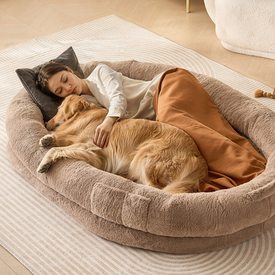 VEVOR Human Dog Bed 72x48x10 in Large Human Size Skill Beuable Faux Rabbit Fur