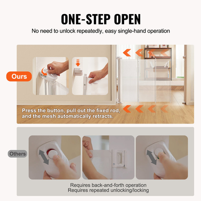 VEVOR Πτυσσόμενη πύλη μωρού, 34,2&quot; Ψηλή δικτυωτή πύλη μωρού, εκτείνεται έως και 76,8&quot; Ευρεία αναδιπλούμενη πύλη για παιδιά ή κατοικίδια, ανασυρόμενες πύλες σκύλων για εσωτερικές σκάλες, πόρτες, διάδρομοι, αίθουσες παιχνιδιών, λευκό