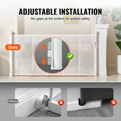 VEVOR Πτυσσόμενη πύλη μωρού, 34,2&quot; Ψηλή δικτυωτή πύλη μωρού, εκτείνεται έως και 76,8&quot; Ευρεία αναδιπλούμενη πύλη για παιδιά ή κατοικίδια, ανασυρόμενες πύλες σκύλων για εσωτερικές σκάλες, πόρτες, διάδρομοι, αίθουσες παιχνιδιών, λευκό