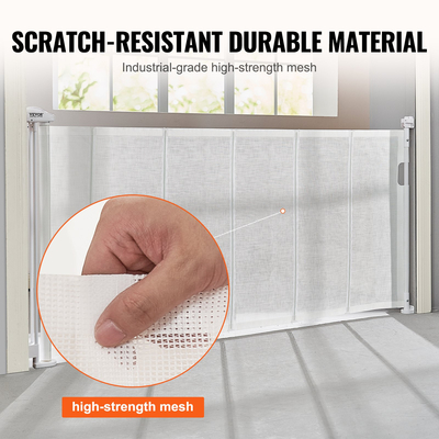 VEVOR Πτυσσόμενη πύλη μωρού, 34,2&quot; Ψηλή δικτυωτή πύλη μωρού, εκτείνεται έως και 76,8&quot; Ευρεία αναδιπλούμενη πύλη για παιδιά ή κατοικίδια, ανασυρόμενες πύλες σκύλων για εσωτερικές σκάλες, πόρτες, διάδρομοι, αίθουσες παιχνιδιών, λευκό