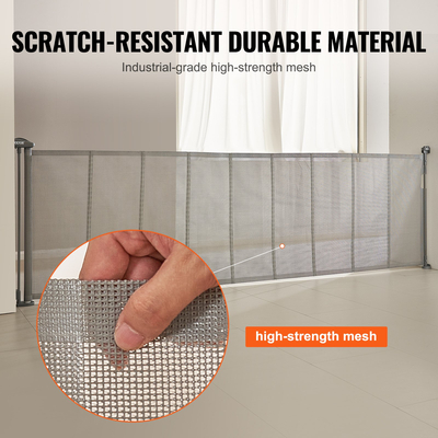 VEVOR Πτυσσόμενη πύλη μωρού, 34,2&quot; Ψηλή δικτυωτή πύλη μωρού, εκτείνεται έως και 116,1&quot; Ευρεία αναδιπλούμενη πύλη για παιδιά ή κατοικίδια, ανασυρόμενες πύλες σκύλων για εσωτερικές σκάλες, πόρτες, διάδρομοι, αίθουσες παιχνιδιών, γκρι