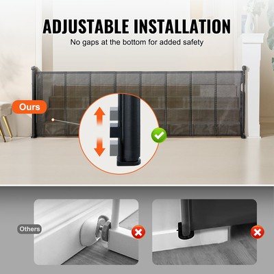 VEVOR Πτυσσόμενη πύλη μωρού, 34,2&quot; Ψηλή δικτυωτή πύλη μωρού, εκτείνεται έως και 116,1&quot; Ευρεία αναδιπλούμενη πύλη για παιδιά ή κατοικίδια, ανασυρόμενες πύλες σκύλων για εσωτερικές σκάλες, πόρτες, διάδρομοι, αίθουσες παιχνιδιών, μαύρο