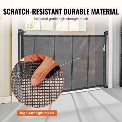 VEVOR Πτυσσόμενη πύλη μωρού, 34,2&quot; Ψηλή δικτυωτή πύλη μωρού, εκτείνεται έως και 60&quot; Ευρεία αναδιπλούμενη πύλη για παιδιά ή κατοικίδια, ανασυρόμενες πύλες σκύλων για εσωτερικές σκάλες, πόρτες, διάδρομοι, αίθουσες παιχνιδιών, μαύρο