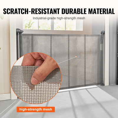 VEVOR Πτυσσόμενη πύλη μωρού, 34,2&quot; Ψηλή δικτυωτή πύλη μωρού, εκτείνεται έως και 60&quot; Ευρεία αναδιπλούμενη πύλη για παιδιά ή κατοικίδια, αναδιπλούμενες πύλες σκύλων για εσωτερικές σκάλες, πόρτες, διάδρομοι, αίθουσες παιχνιδιών, γκρι